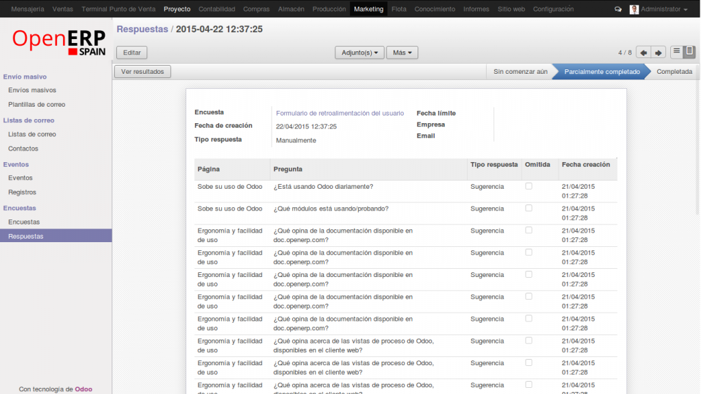 Crear Encuestas con OpenErp 8.0 (Odoo) Crear Encuestas con OpenErp 8.0 (Odoo)