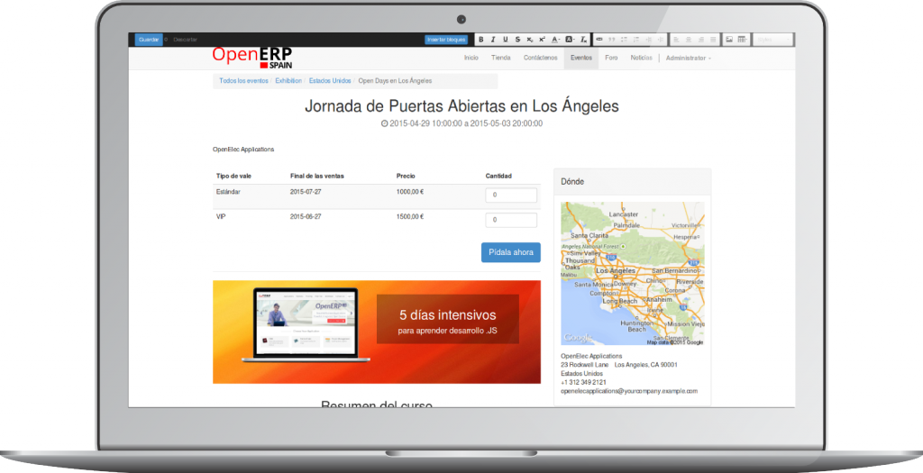 Gestión de Eventos Online de OpenErp 8.0 (Odoo) Gestión de Eventos Online de OpenErp 8.0 (Odoo)