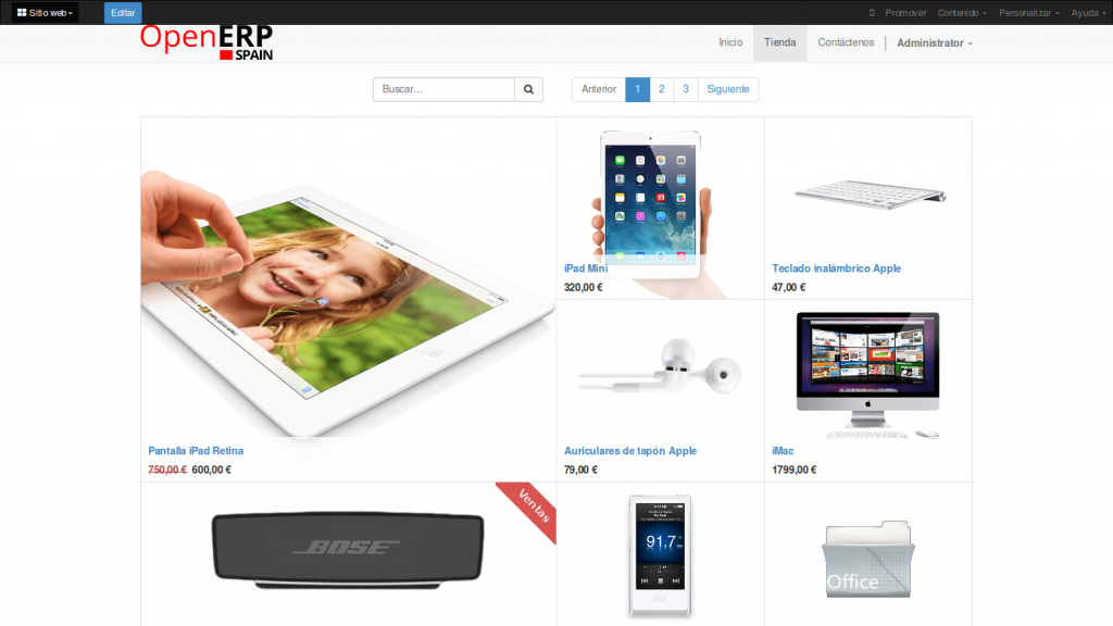 Ecommerce (tienda online) de OpenErp 8 (Odoo) Ecommerce (tienda online) de OpenErp 8 (Odoo)