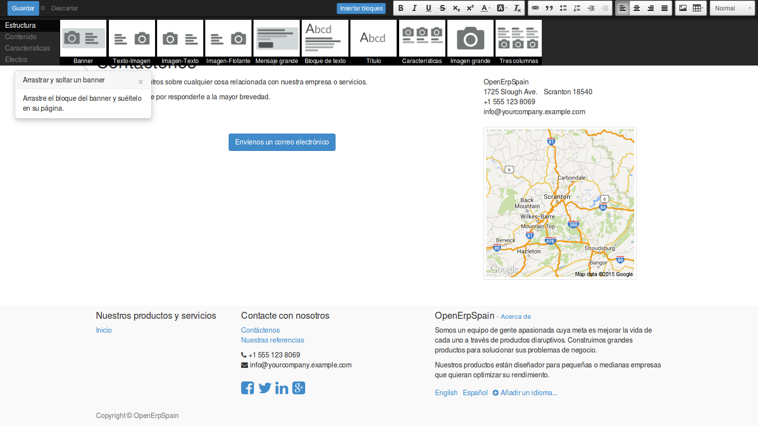 Bloques predefinidos del CMS de Odoo 11.0 (OpenERP) Bloques predefinidos del CMS de Odoo 11.0 (OpenERP)