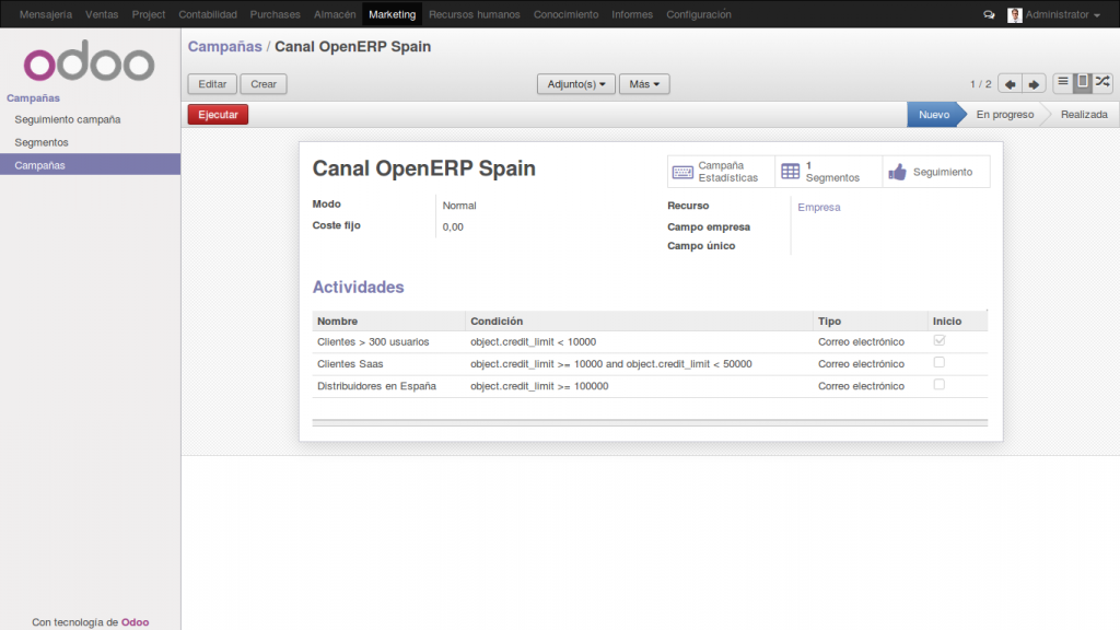 Odoo Openerp Erp Crm Mrp Sga 100 Libre Sin Licencias Gestión De Campañas De 7773